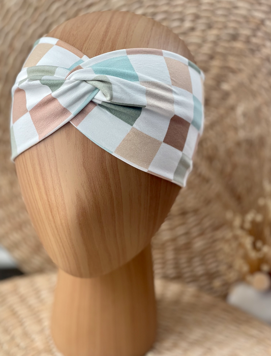 Checkered Knot / Twist Headband - All Sizes