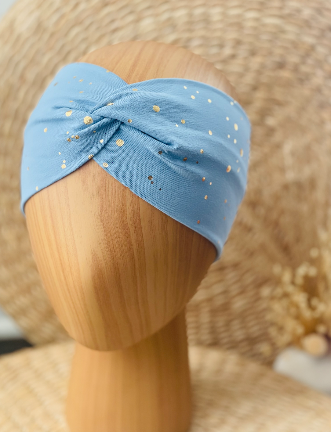 Knot Headband / Twist Headband - Gold Foil Dot