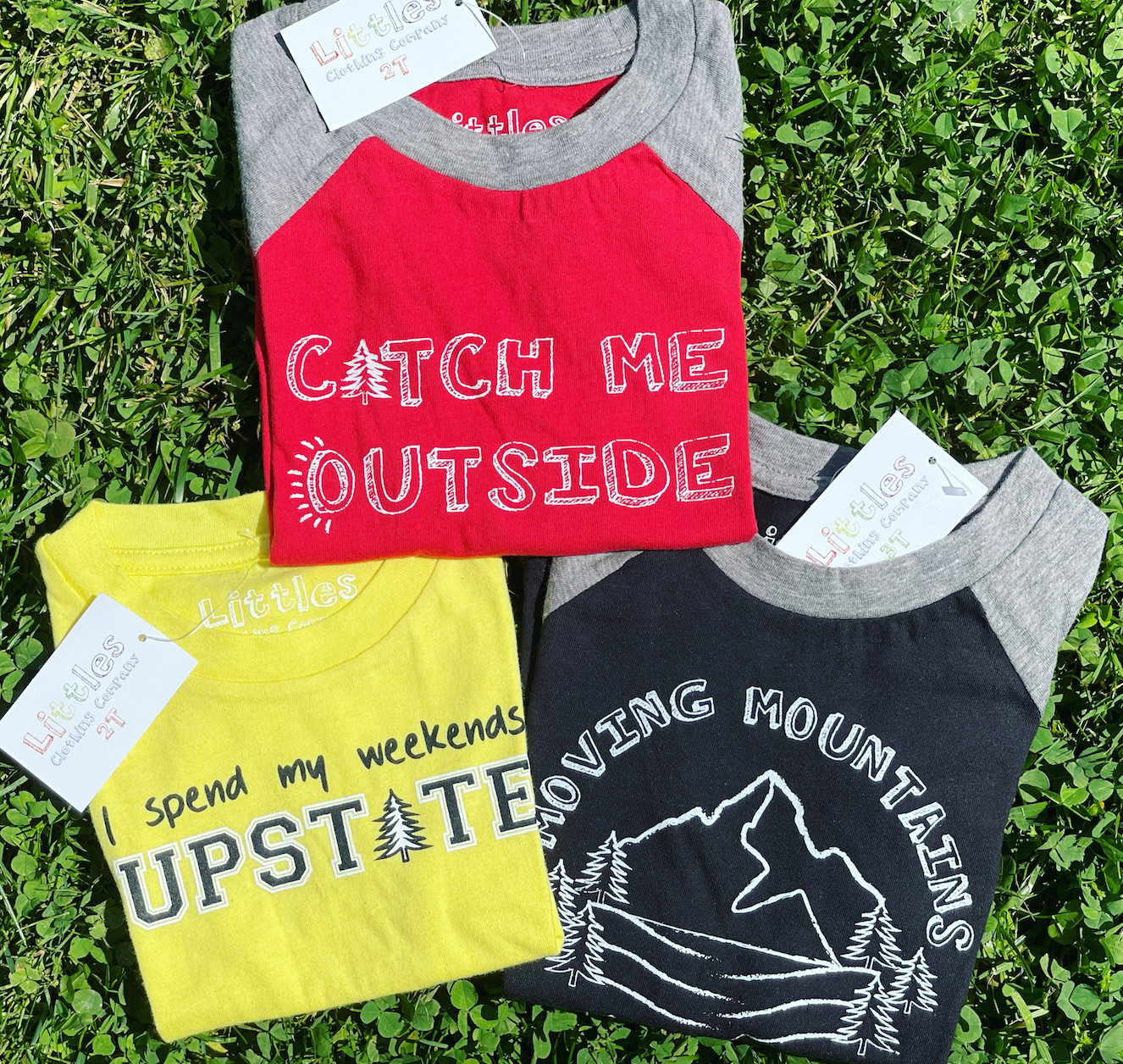 SALE - Toddler Unisex - 'Catch Me Outside' Raglan Tee - Urban Red/Heather Grey