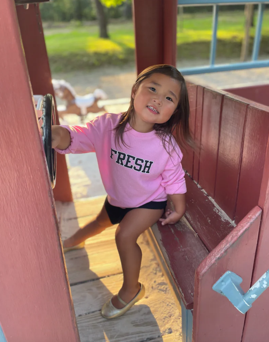 Toddler 'FRESH' Sweatshirt in French Terry - Cotton Candy