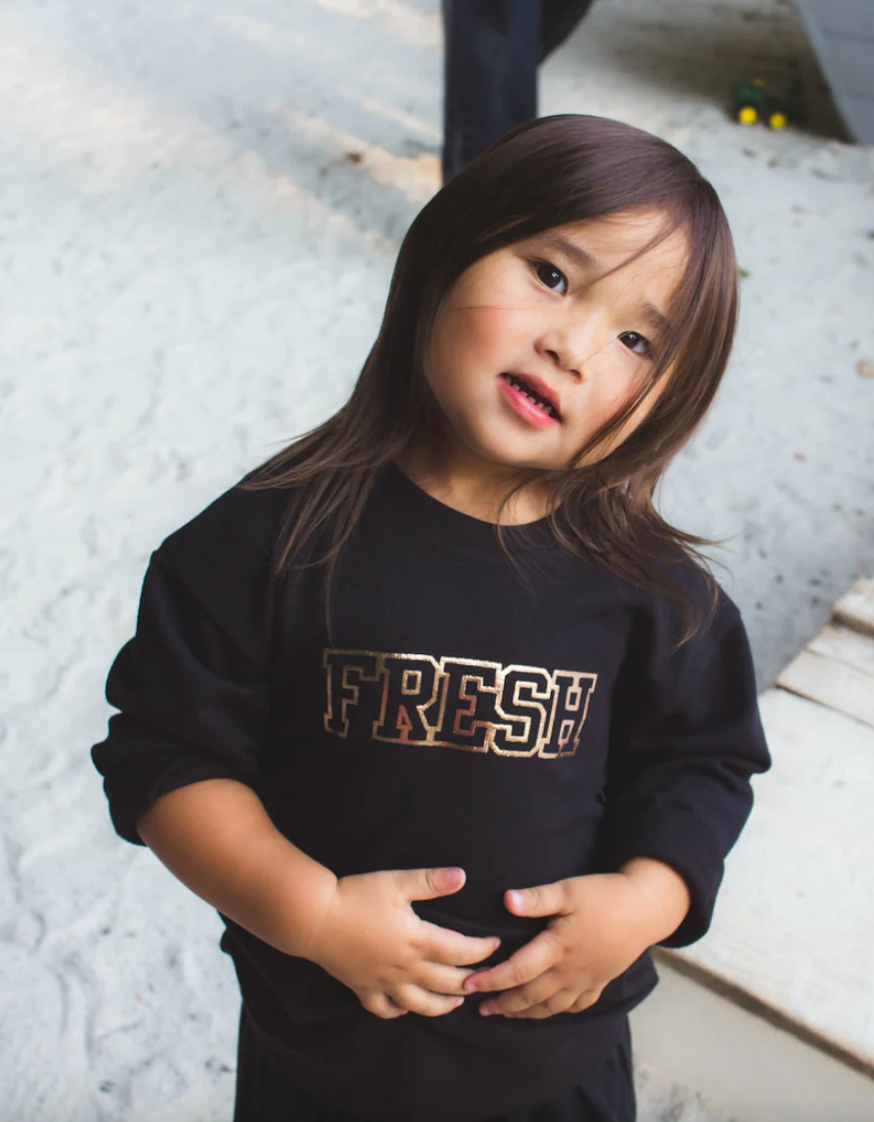 Toddler 'FRESH' Sweatshirt - Black/Gold