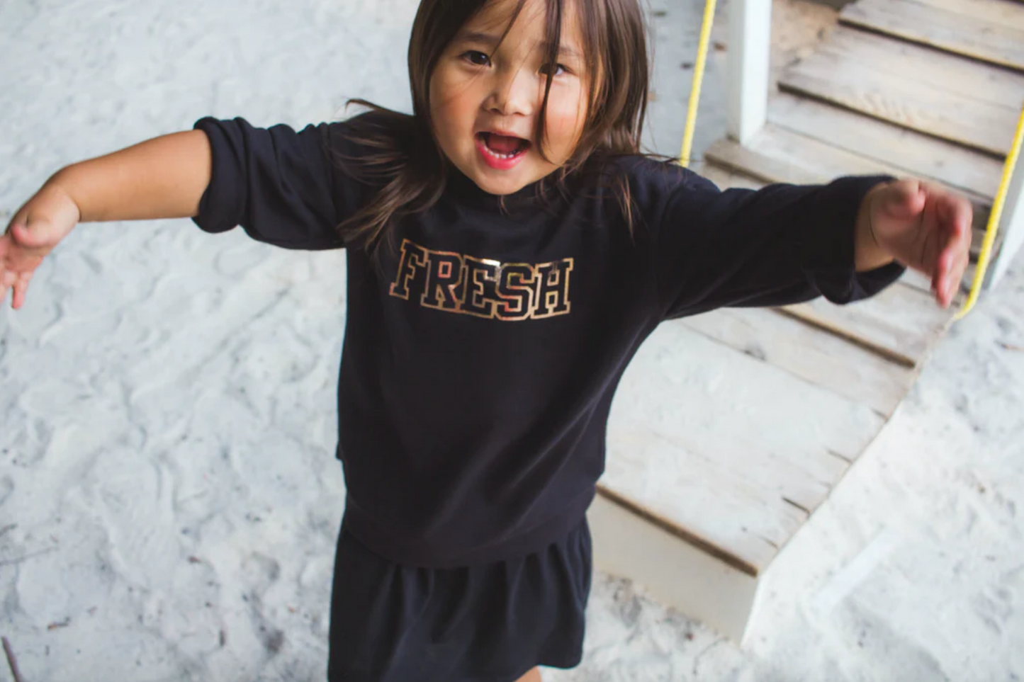 Toddler 'FRESH' Sweatshirt - Black/Gold