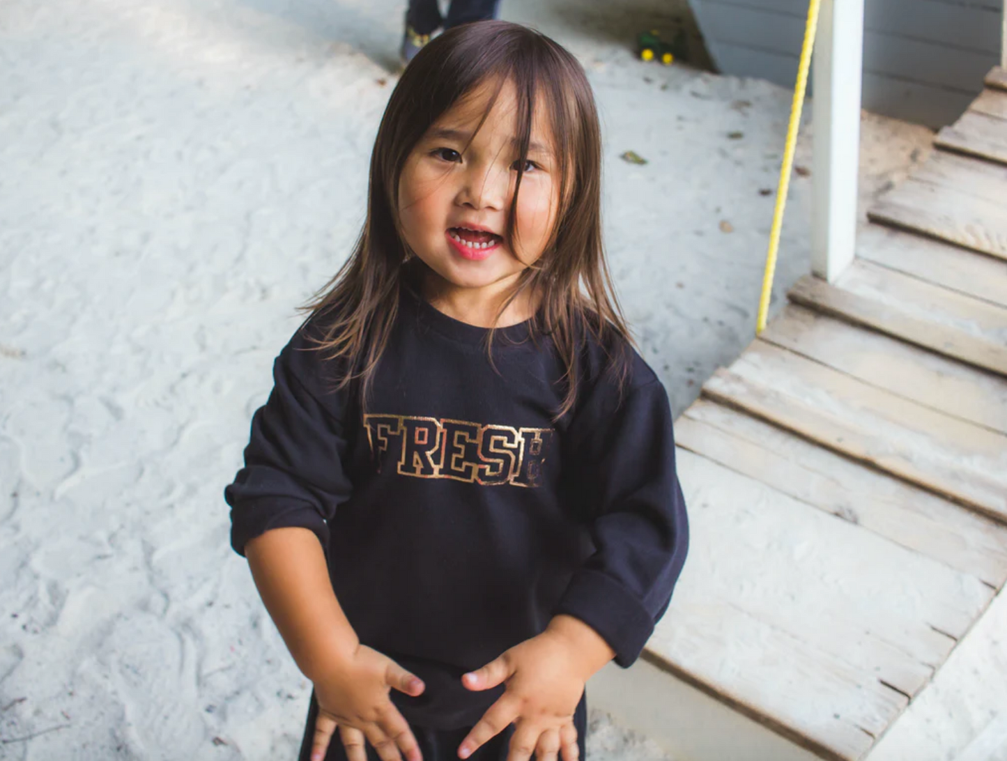 Toddler 'FRESH' Sweatshirt - Black/Gold