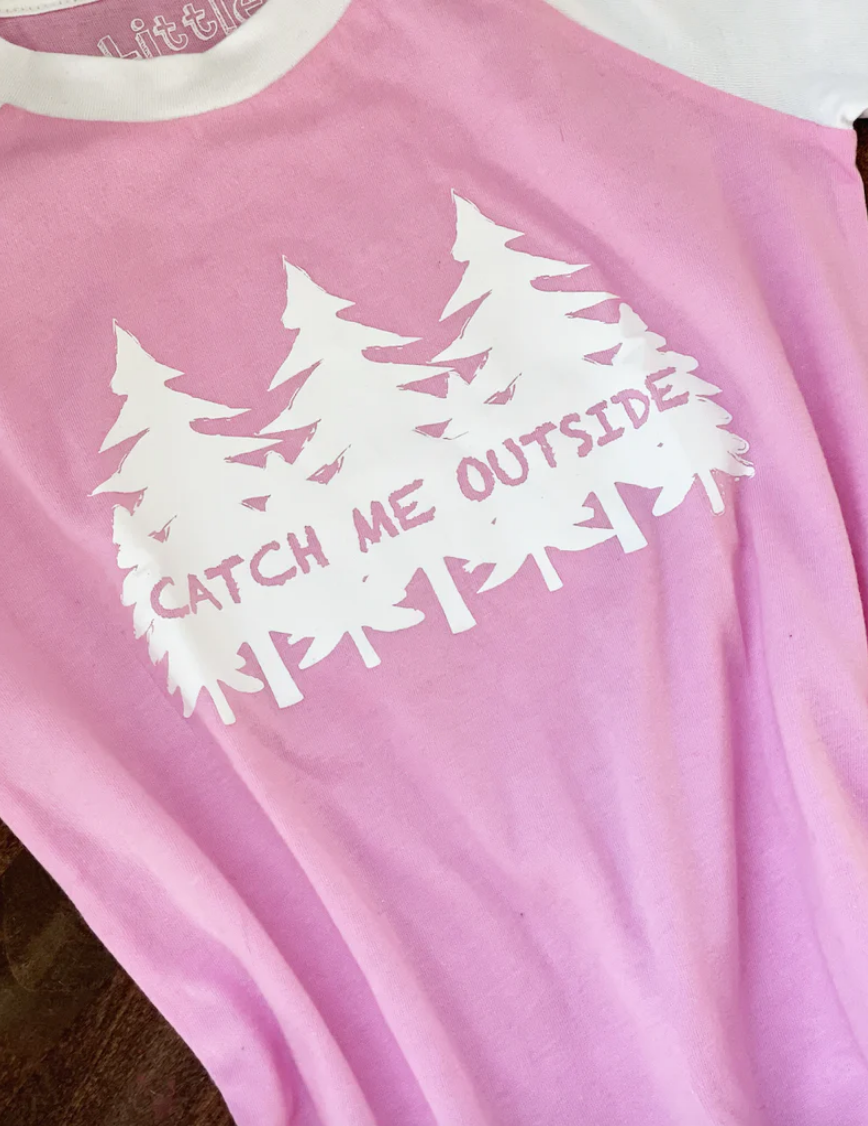 SALE - Toddler - 'Catch Me Outside' Raglan Tee - Cotton Candy Pink