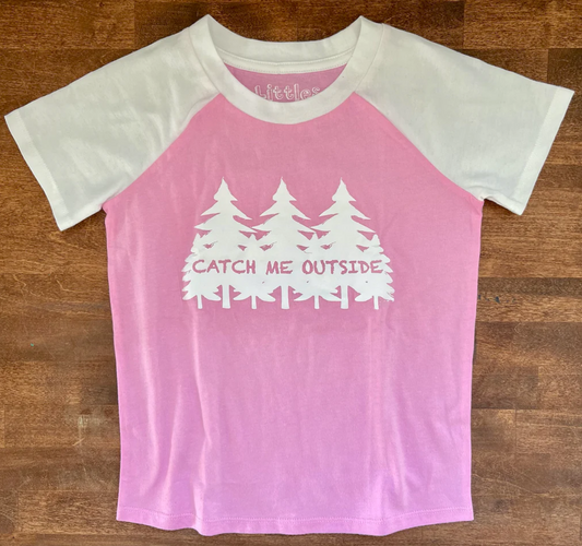 SALE - Toddler - 'Catch Me Outside' Raglan Tee - Cotton Candy Pink