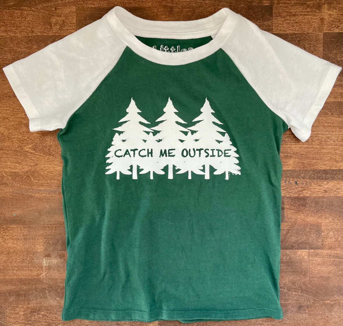 SALE - Toddler - 'Catch Me Outside' Raglan Tee - Hunter Green