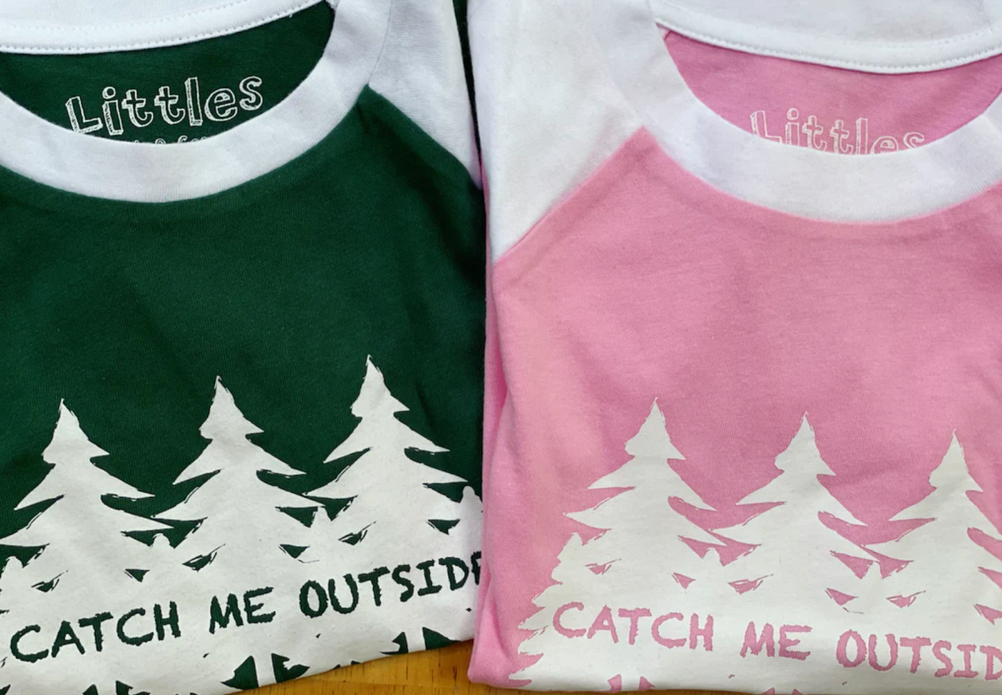 SALE - Toddler - 'Catch Me Outside' Raglan Tee - Hunter Green