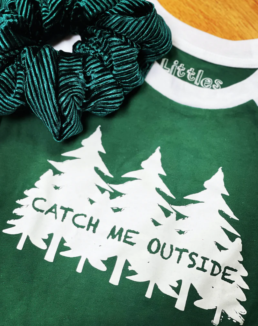 SALE - Toddler - 'Catch Me Outside' Raglan Tee - Hunter Green