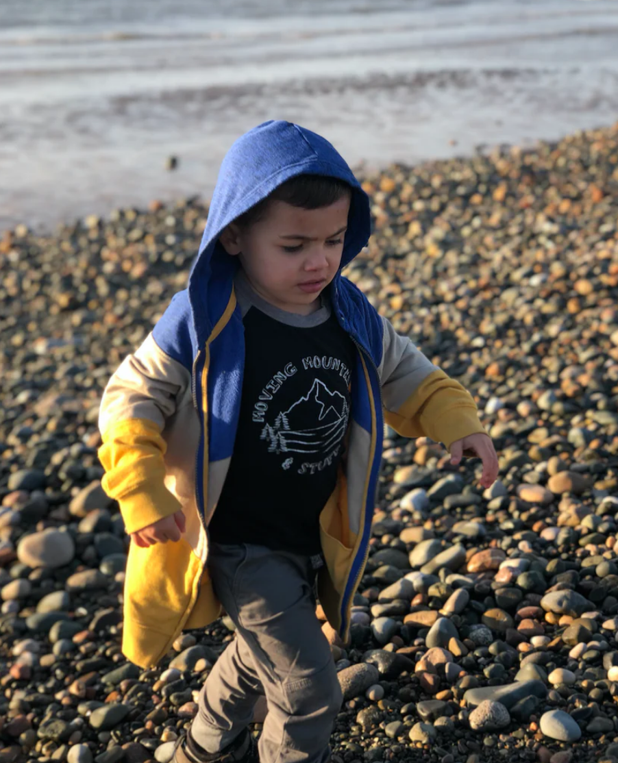 SALE - Toddler Unisex - 'Moving Mountains & Stuff' Raglan Tee - Black/Heather Grey