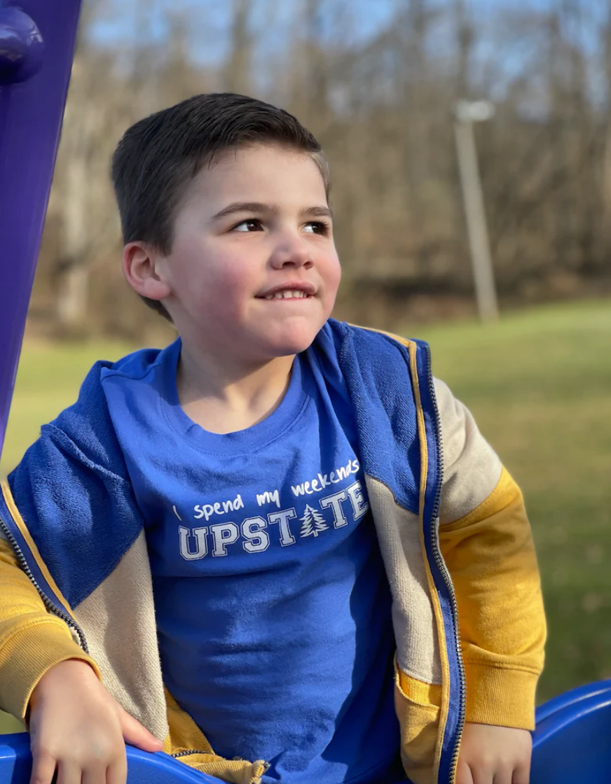 SALE - Toddler Unisex LS Tee - I Spend Weekends Upstate - Dazzling Blue