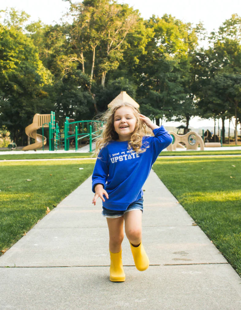 SALE - Toddler Unisex LS Tee - I Spend Weekends Upstate - Dazzling Blue