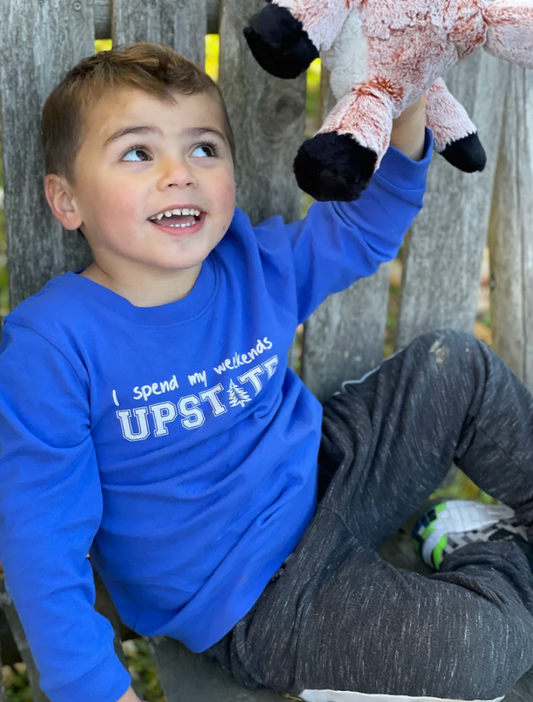 SALE - Toddler Unisex LS Tee - I Spend Weekends Upstate - Dazzling Blue