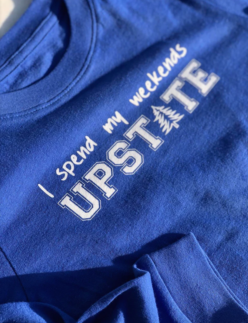 SALE - Toddler Unisex LS Tee - I Spend Weekends Upstate - Dazzling Blue