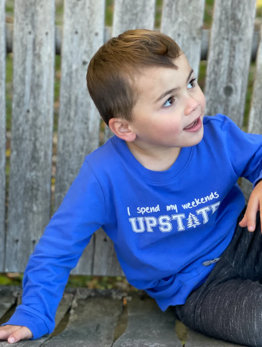 SALE - Toddler Unisex LS Tee - I Spend Weekends Upstate - Dazzling Blue