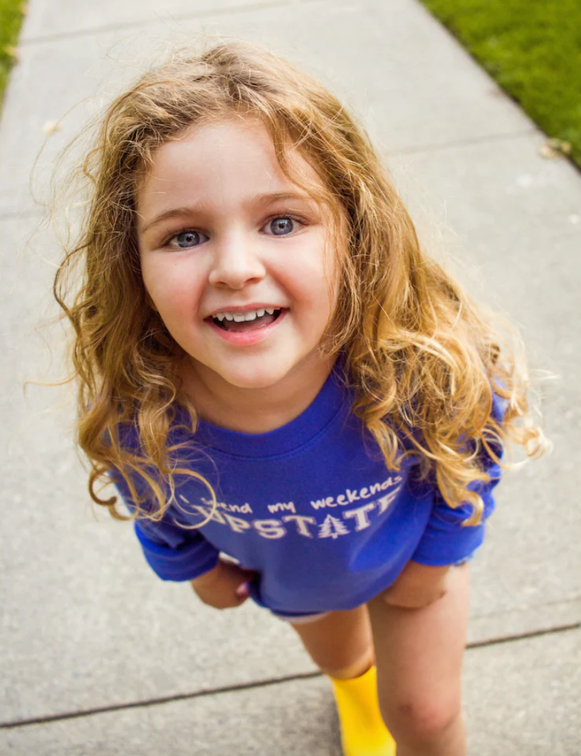 SALE - Toddler Unisex LS Tee - I Spend Weekends Upstate - Dazzling Blue