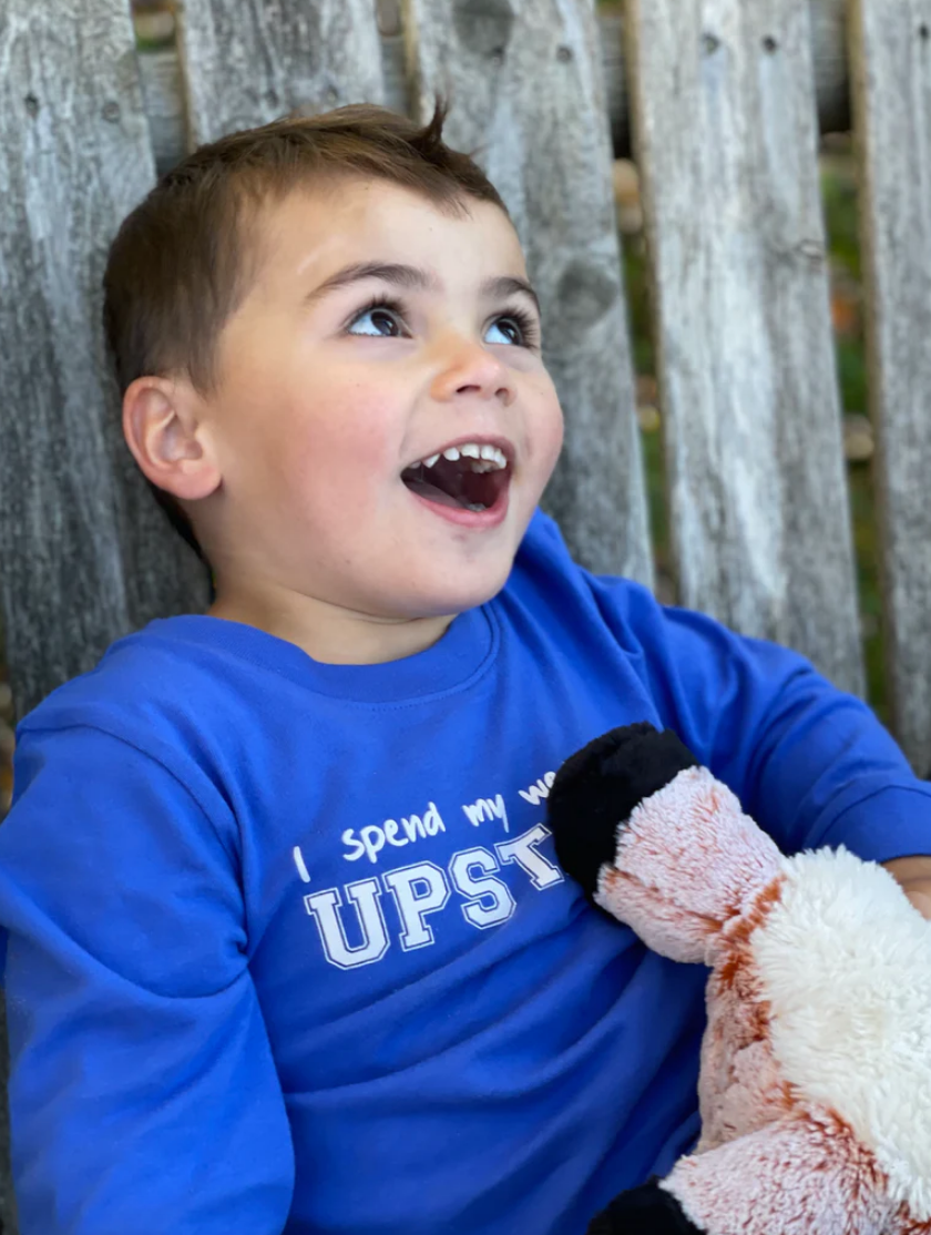 SALE - Toddler Unisex LS Tee - I Spend Weekends Upstate - Dazzling Blue