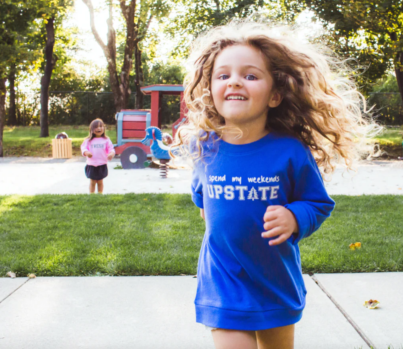 SALE - Toddler Unisex LS Tee - I Spend Weekends Upstate - Dazzling Blue