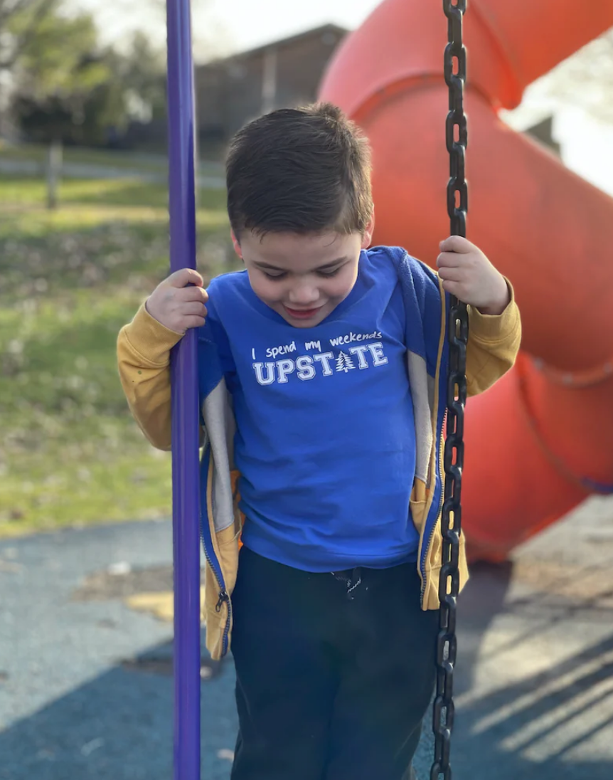 SALE - Toddler Unisex LS Tee - I Spend Weekends Upstate - Dazzling Blue