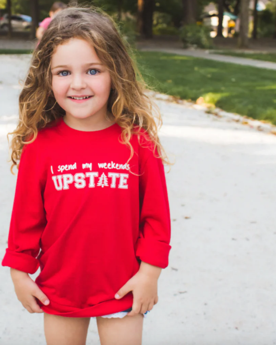 SALE - Toddler Unisex LS Tee - I Spend My Weekend Upstate - Urban Red