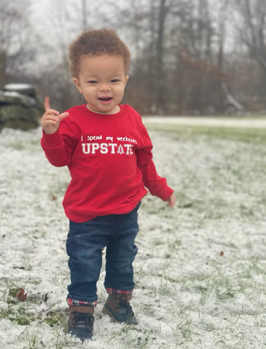 SALE - Toddler Unisex LS Tee - I Spend My Weekend Upstate - Urban Red