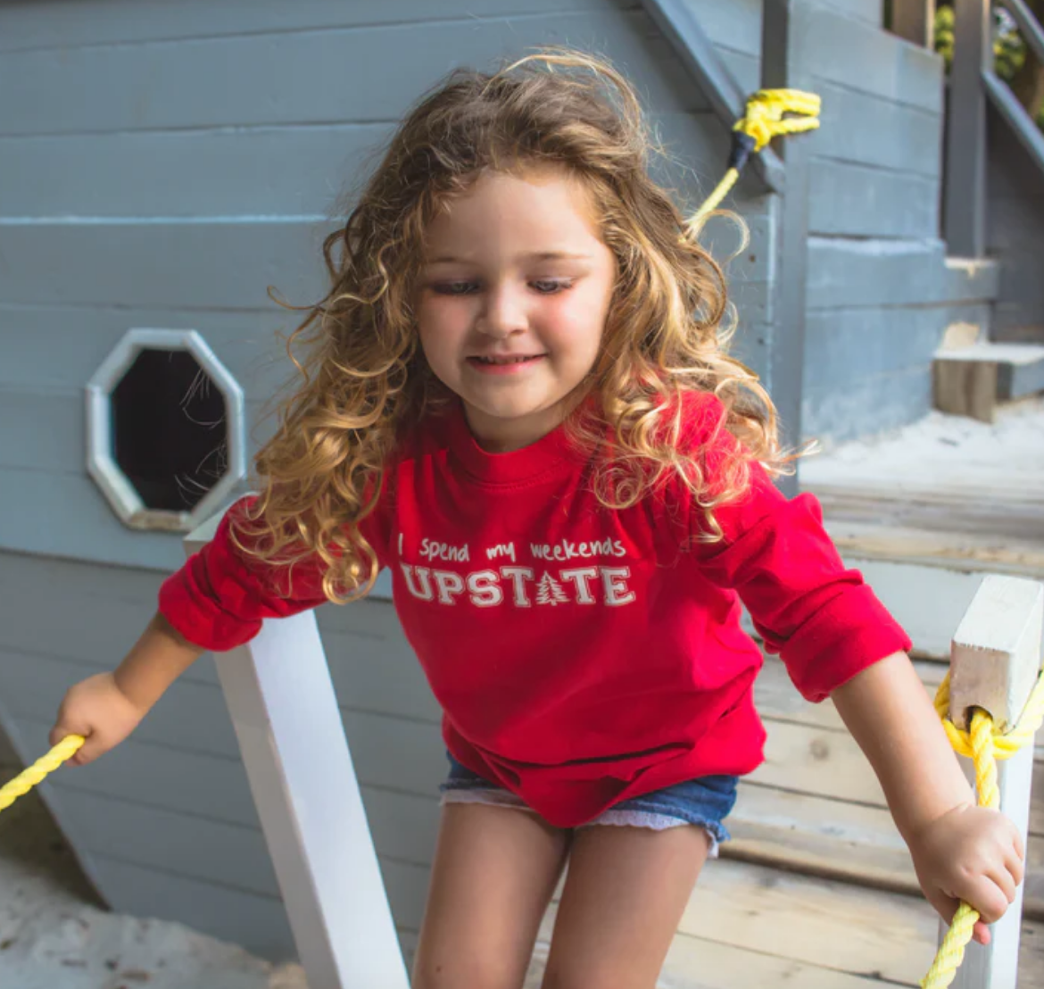 SALE - Toddler Unisex LS Tee - I Spend My Weekend Upstate - Urban Red