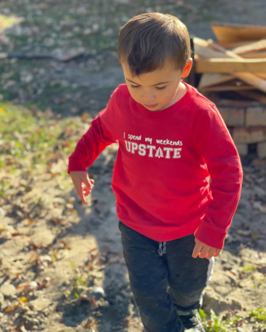 SALE - Toddler Unisex LS Tee - I Spend My Weekend Upstate - Urban Red