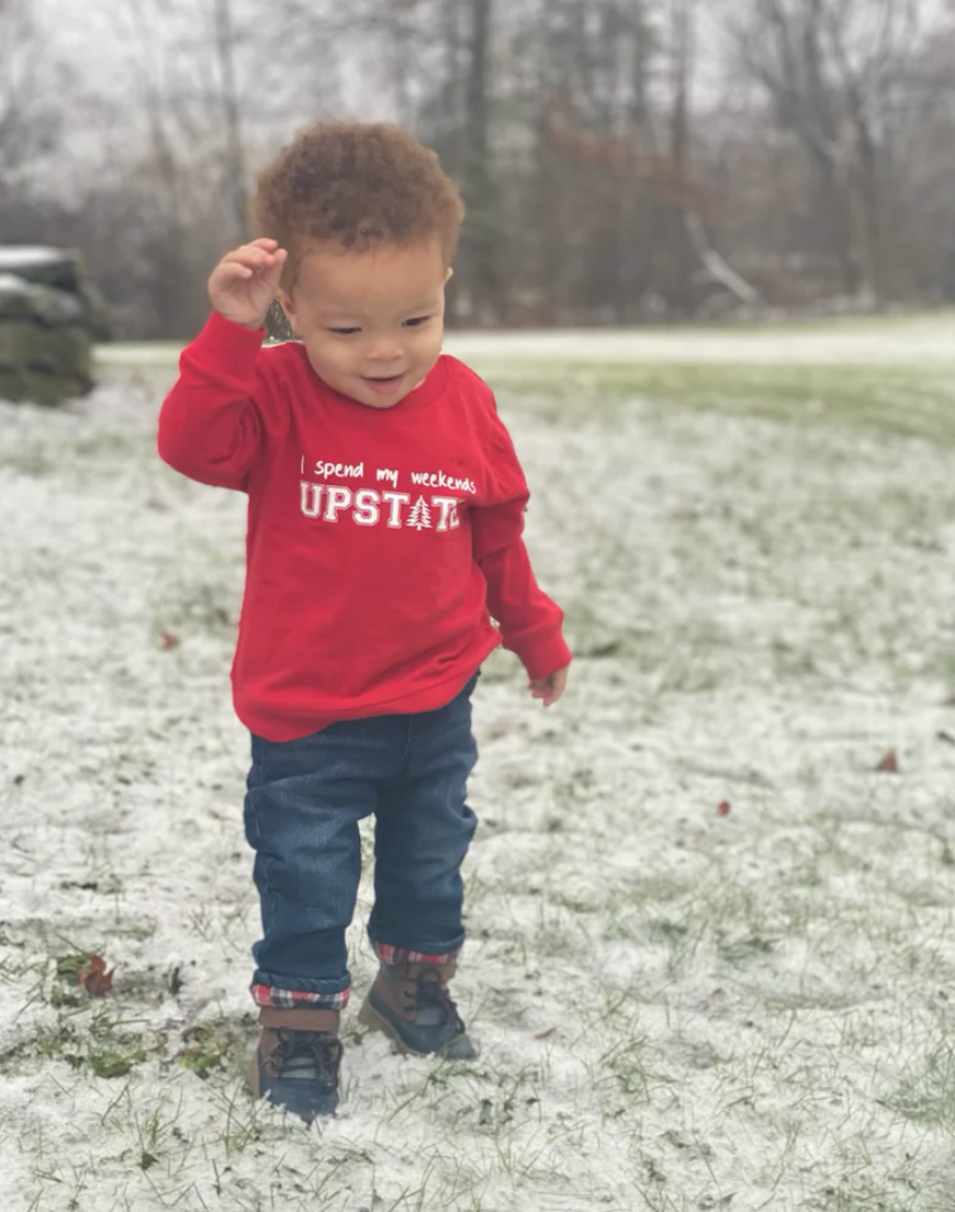 SALE - Toddler Unisex LS Tee - I Spend My Weekend Upstate - Urban Red