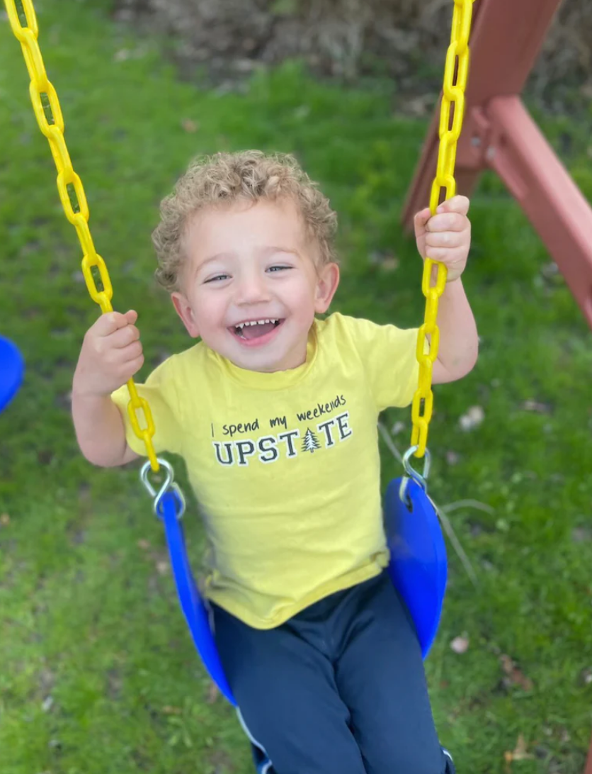 SALE - Toddler Unisex Tee - I Spend My Weekends Upstate - Illuminating Yellow