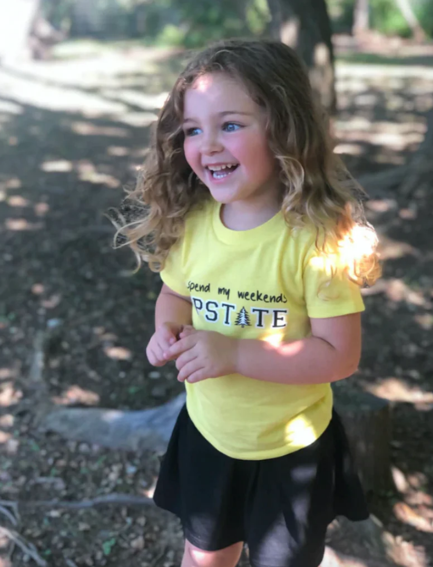 SALE - Toddler Unisex Tee - I Spend My Weekends Upstate - Illuminating Yellow