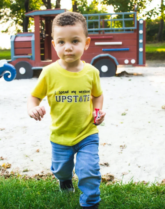 SALE - Toddler Unisex Tee - I Spend My Weekends Upstate - Illuminating Yellow