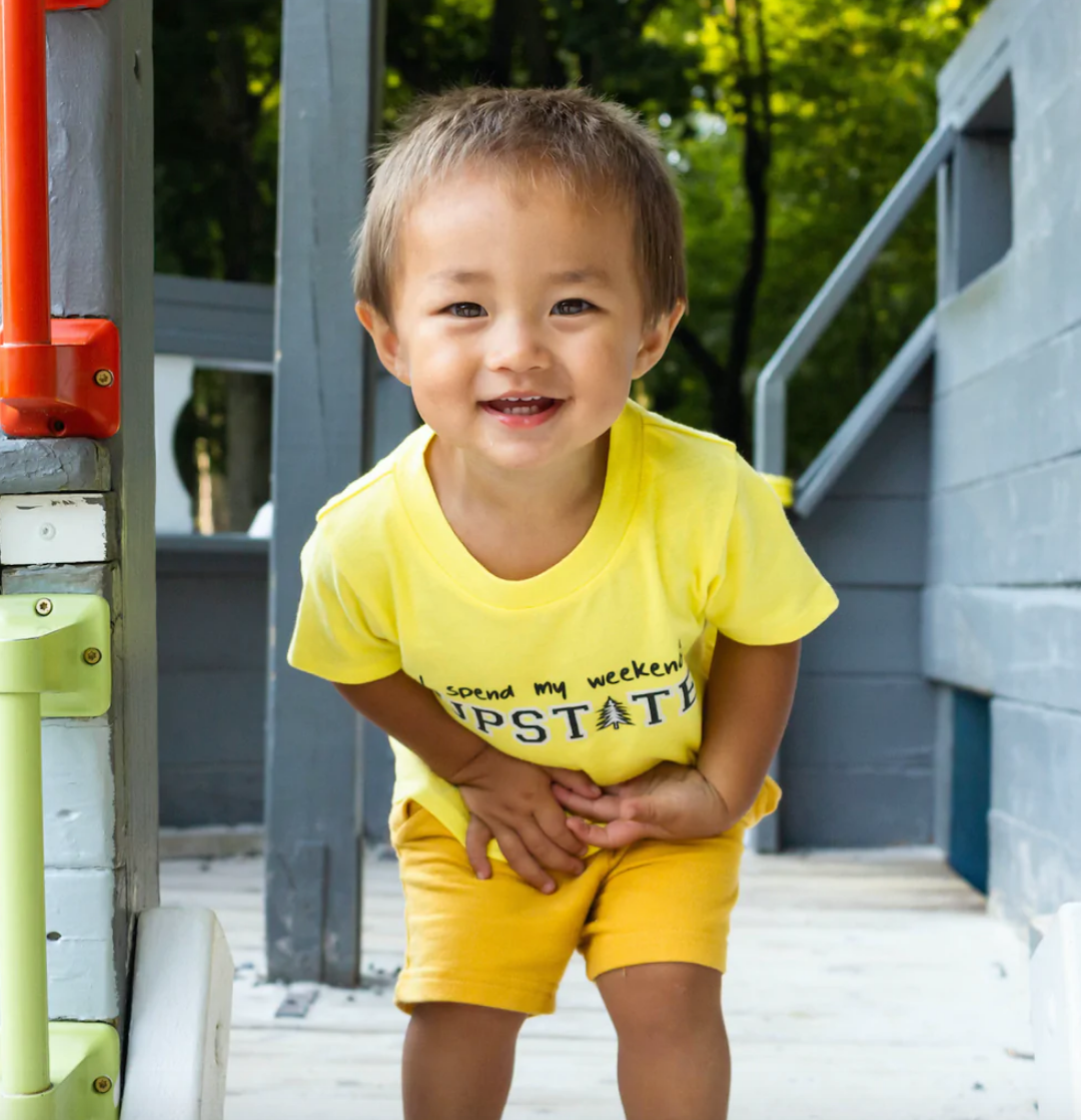 SALE - Toddler Unisex Tee - I Spend My Weekends Upstate - Illuminating Yellow