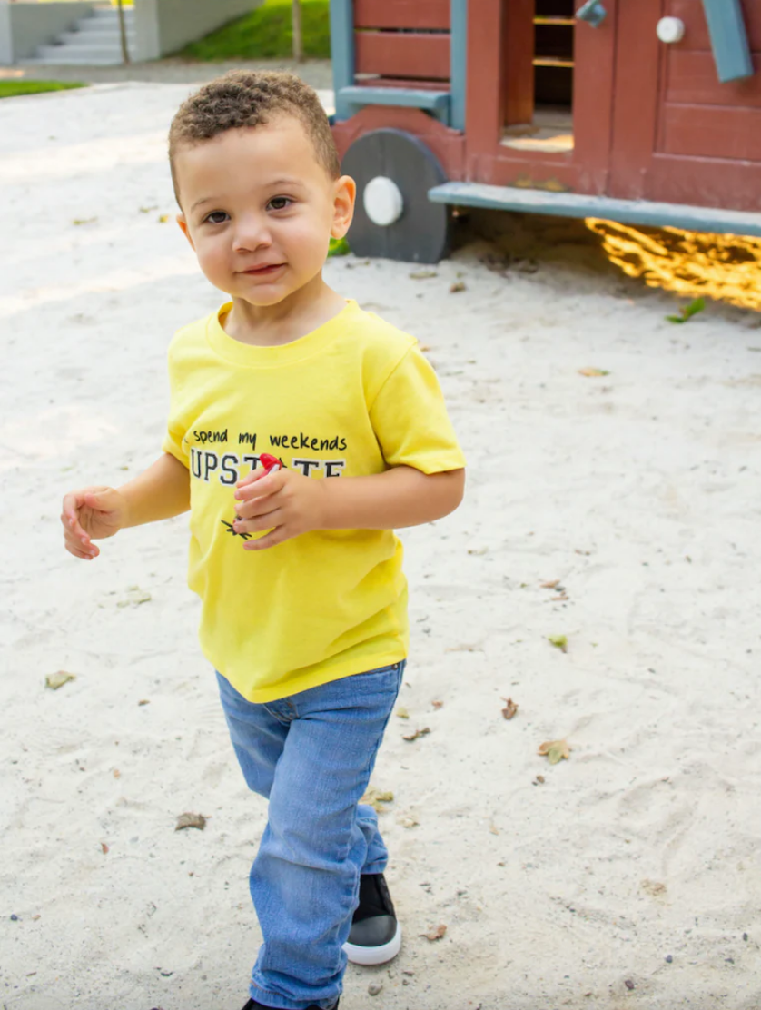 SALE - Toddler Unisex Tee - I Spend My Weekends Upstate - Illuminating Yellow