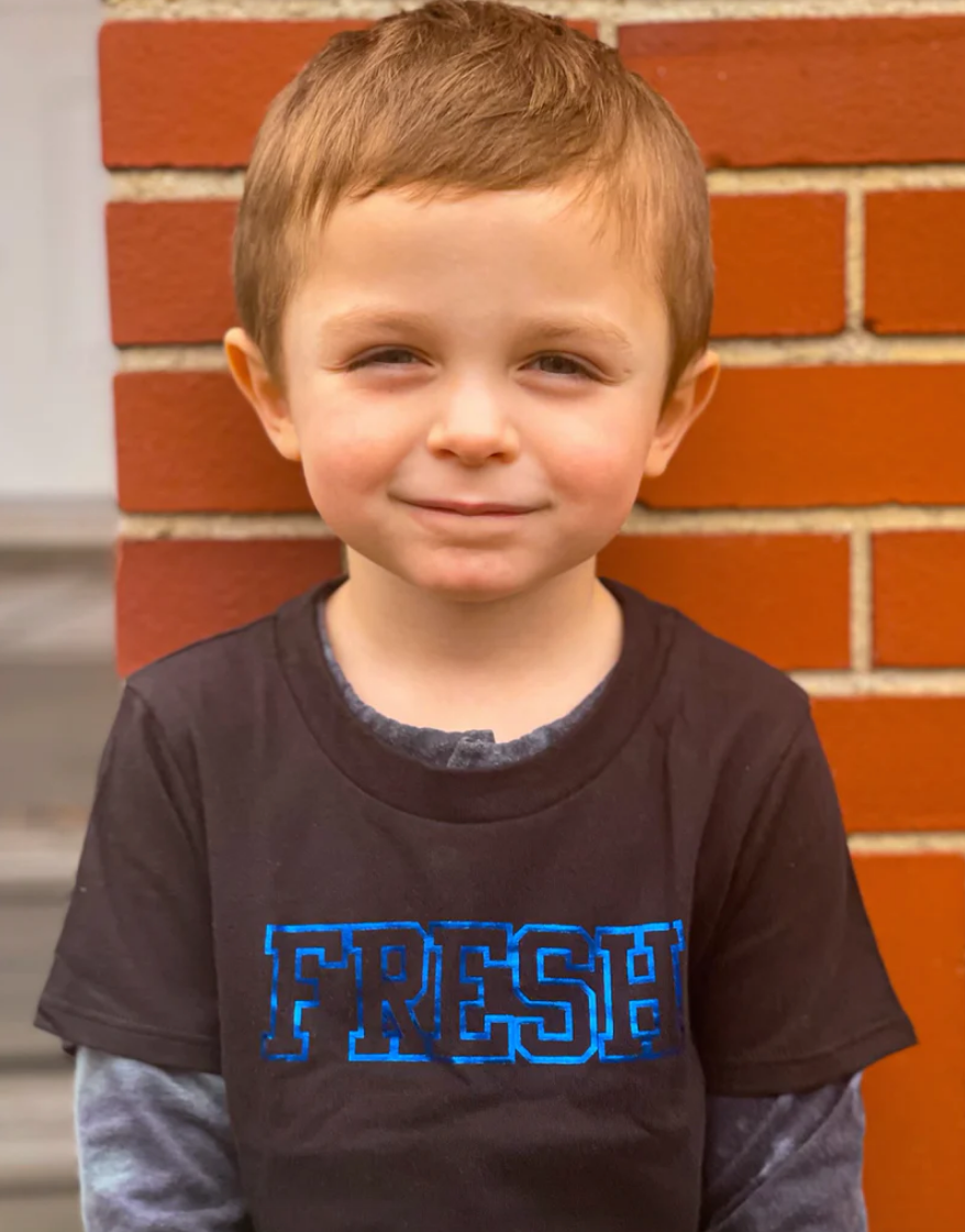 SALE - Toddler Unisex Tee - FRESH Foil Tee in Black/Blue