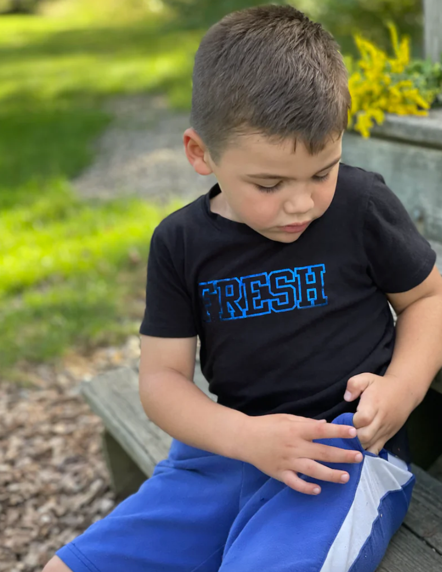 SALE - Toddler Unisex Tee - FRESH Foil Tee in Black/Blue