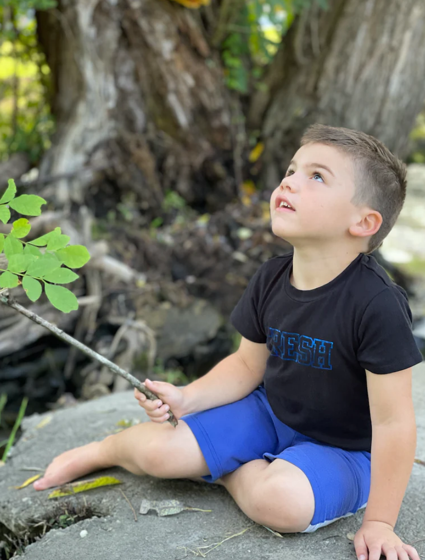 SALE - Toddler Unisex Tee - FRESH Foil Tee in Black/Blue