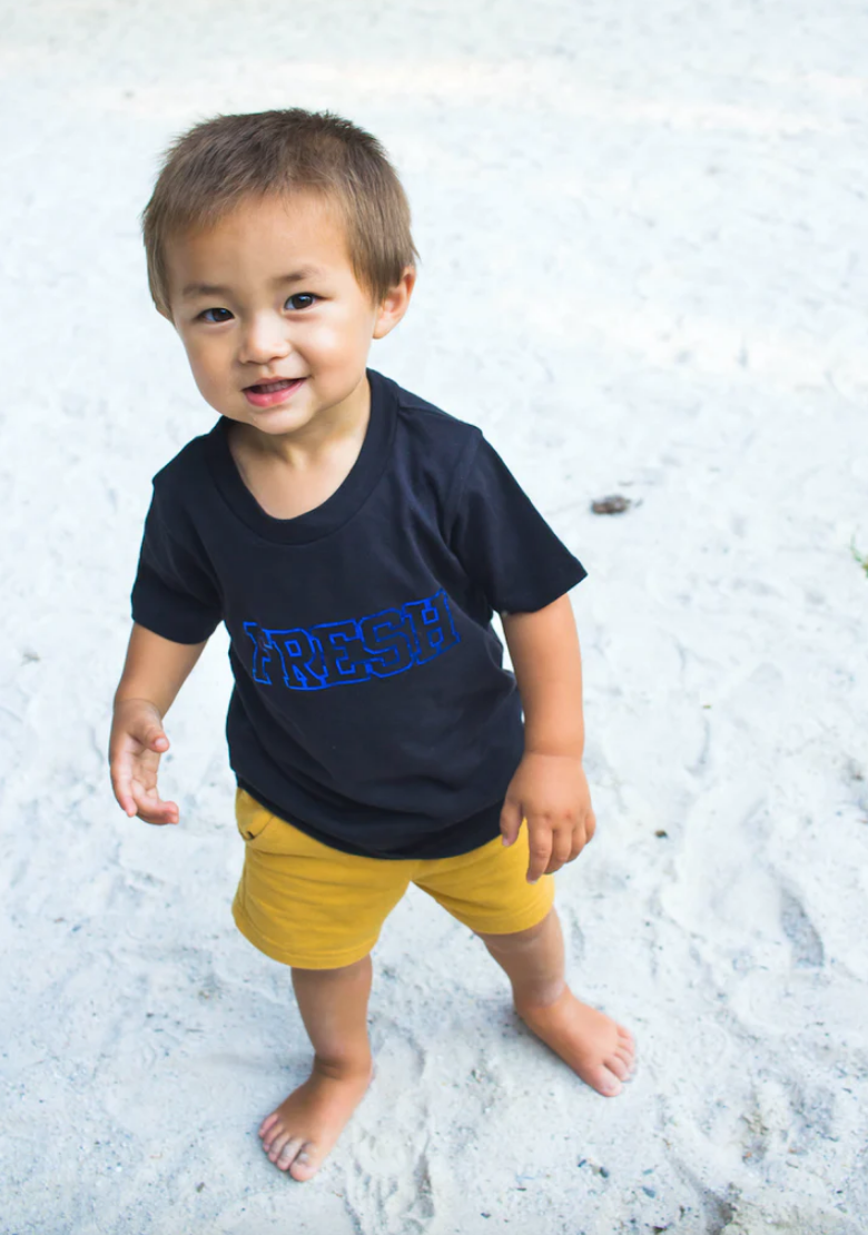 SALE - Toddler Unisex Tee - FRESH Foil Tee in Black/Blue