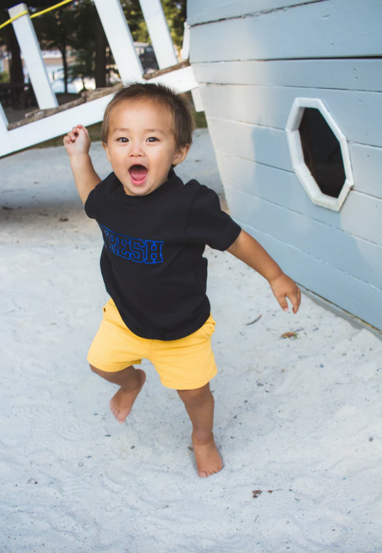 SALE - Toddler Unisex Tee - FRESH Foil Tee in Black/Blue