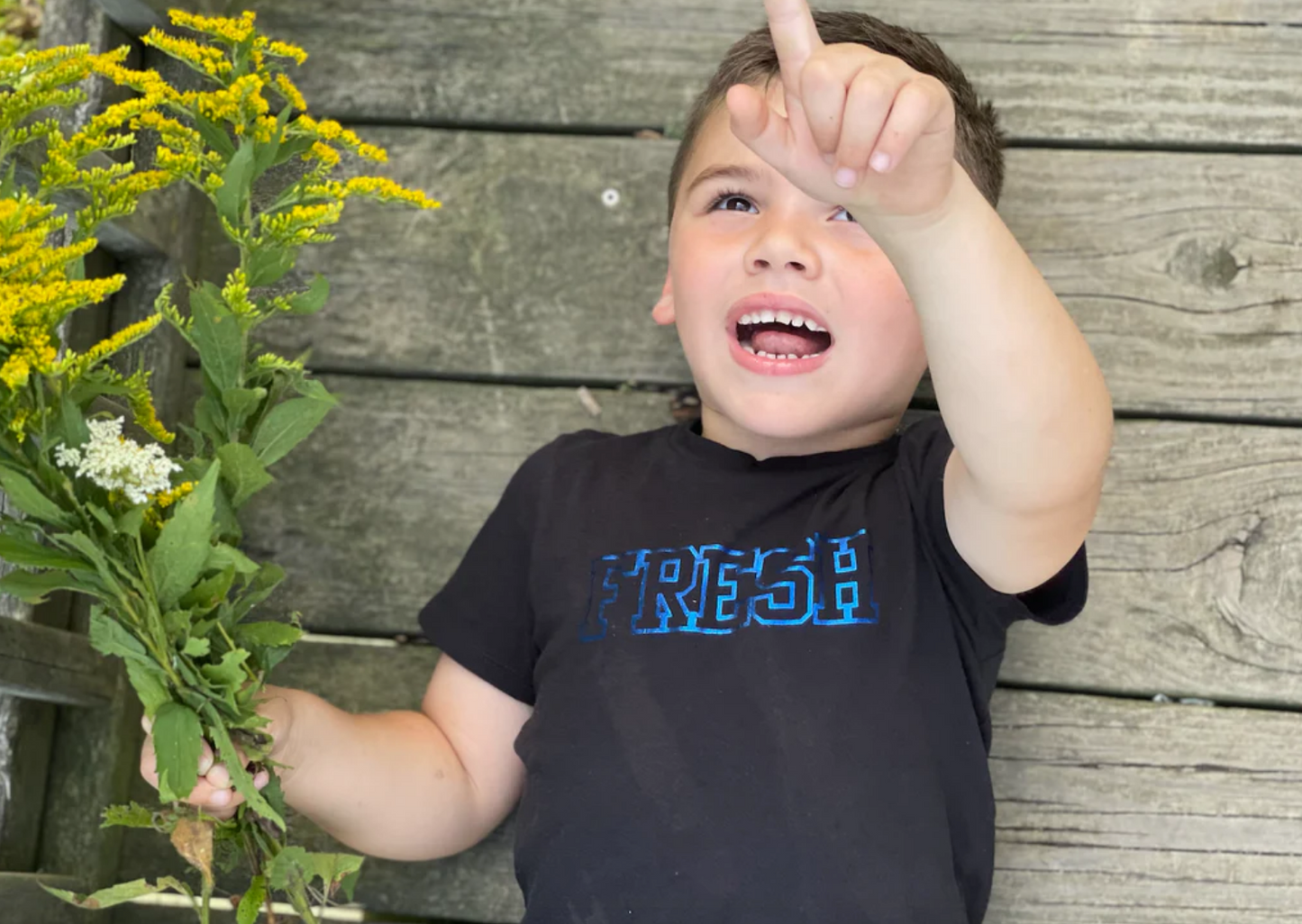 SALE - Toddler Unisex Tee - FRESH Foil Tee in Black/Blue