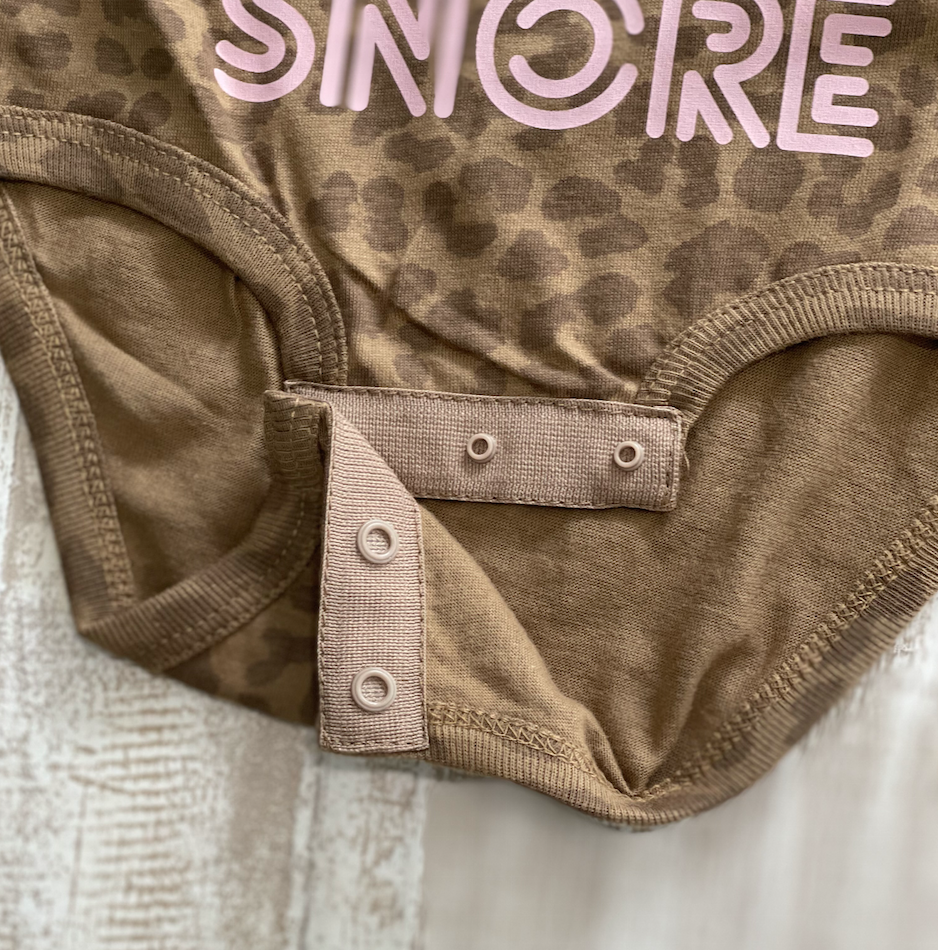 I Am Woman, Hear Me Snore Onesie - Leopard/Pink