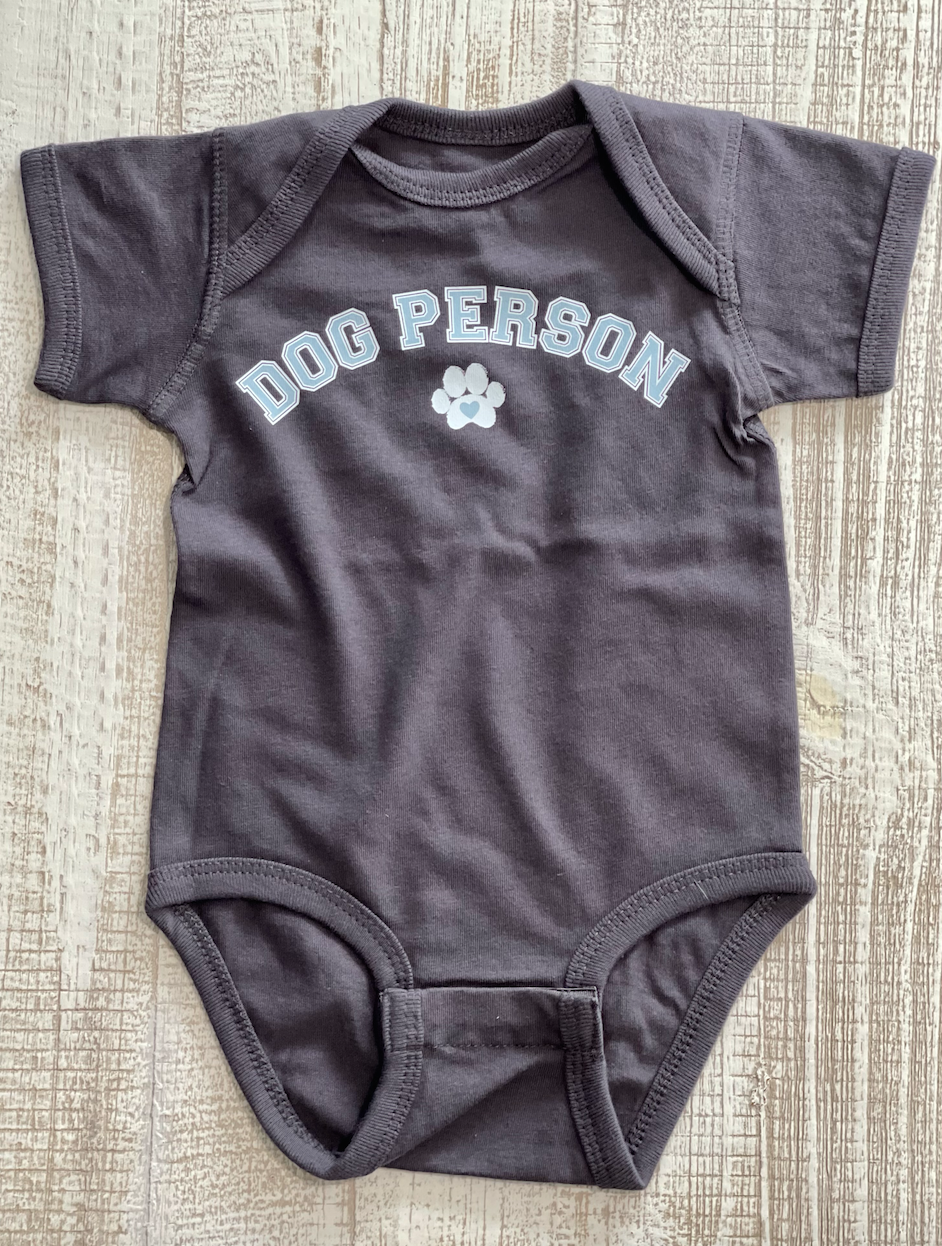 DOG PERSON Onesie - Charcoal/Spa Blue Art