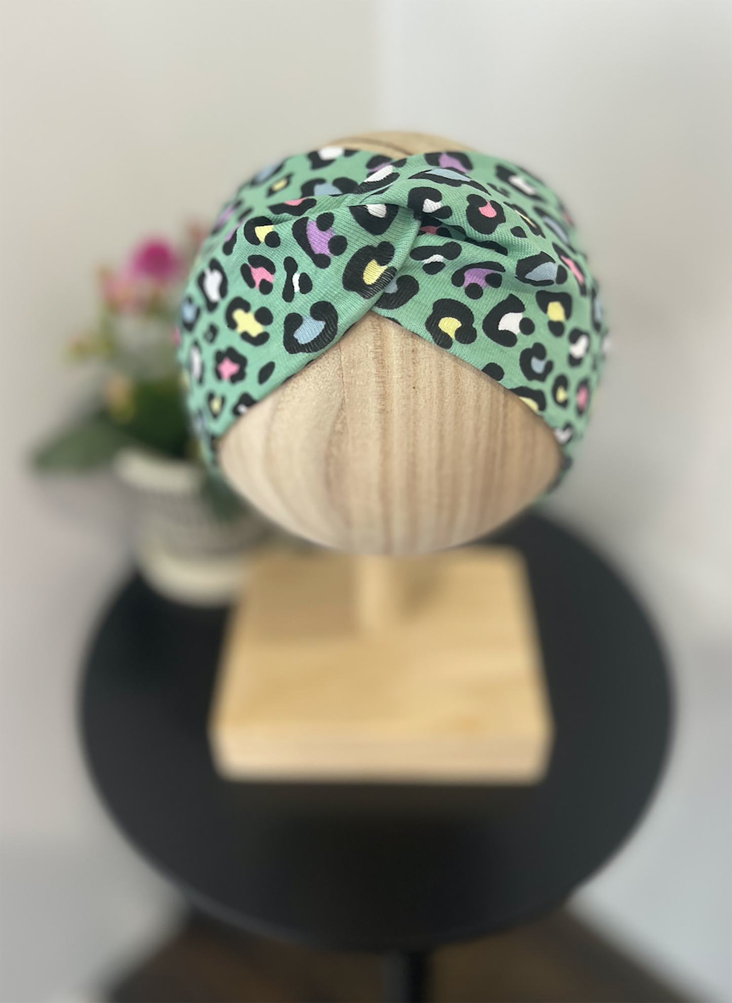 Mint Leopard Twist Headband - All Sizes